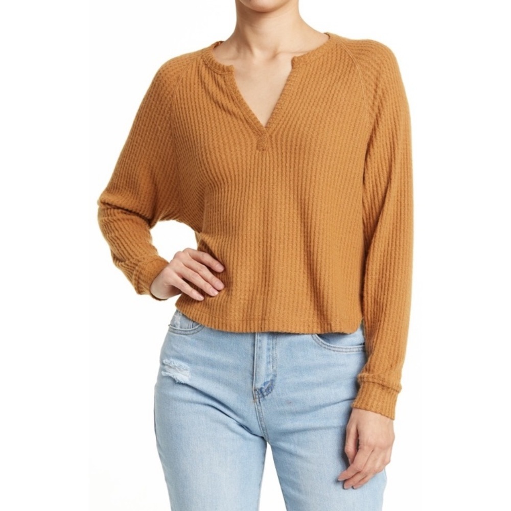Abound Waffle Knit Long Sleeve Henley‎ Shirt, Size XS, NWT